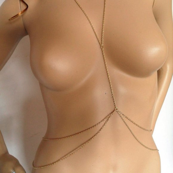 Gold Plated Double Waist Body Chain Necklace_BC-04 - Picture 7 of 15